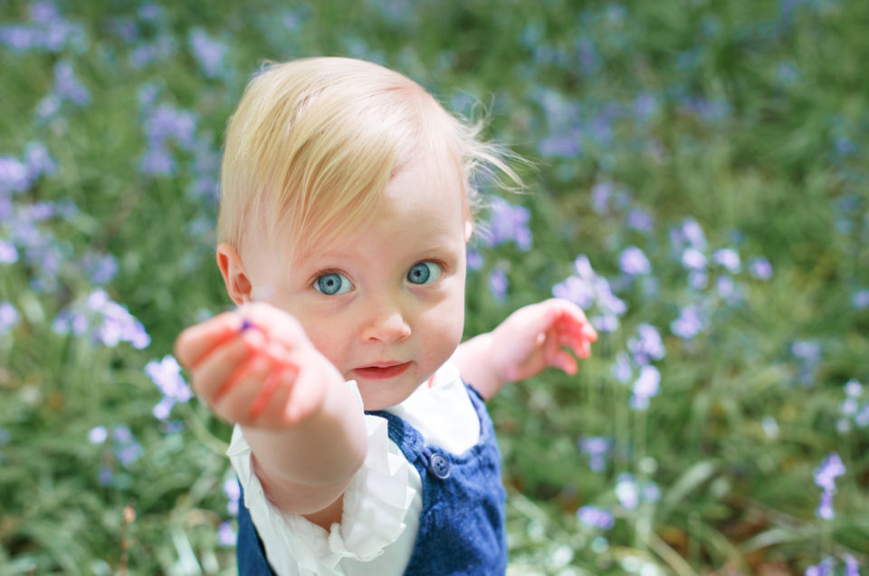 Child in Micheldever Woods with bluebells | Ewa Jones Photography