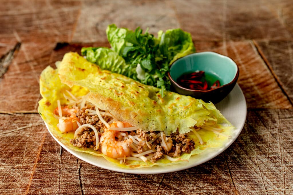 Vietnamese pancake with prawns inside. Food photography in Basingstoke, Hampshire. Ewa Jones Photography