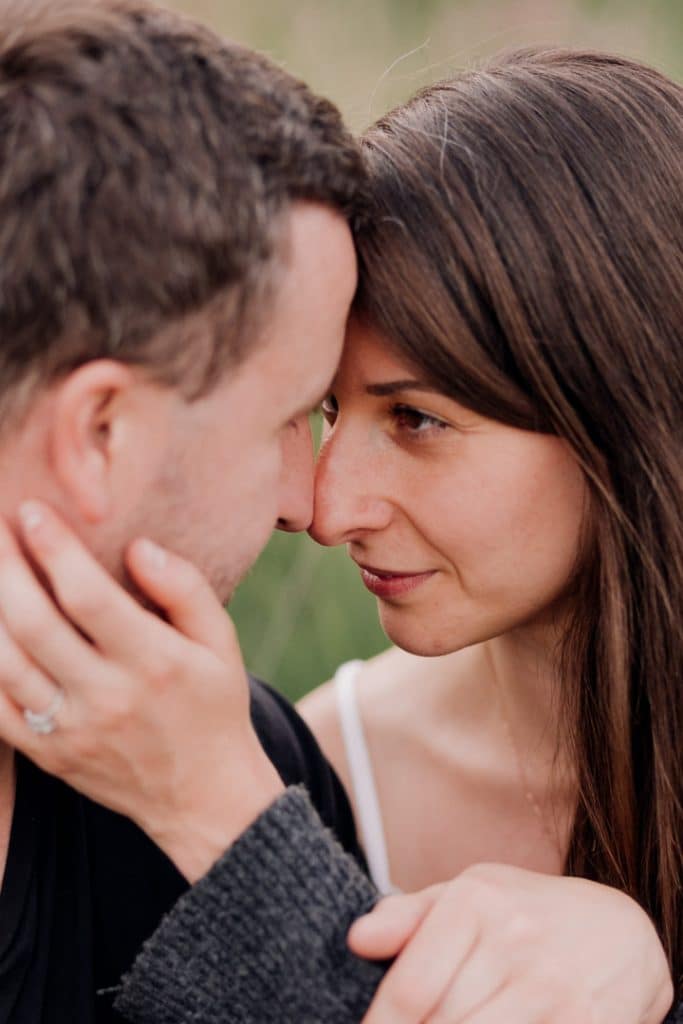 close up image of a woman looking at her partner. engagement photo shoot in Hampshire. Basingstoke photographer. Ewa Jones Photography