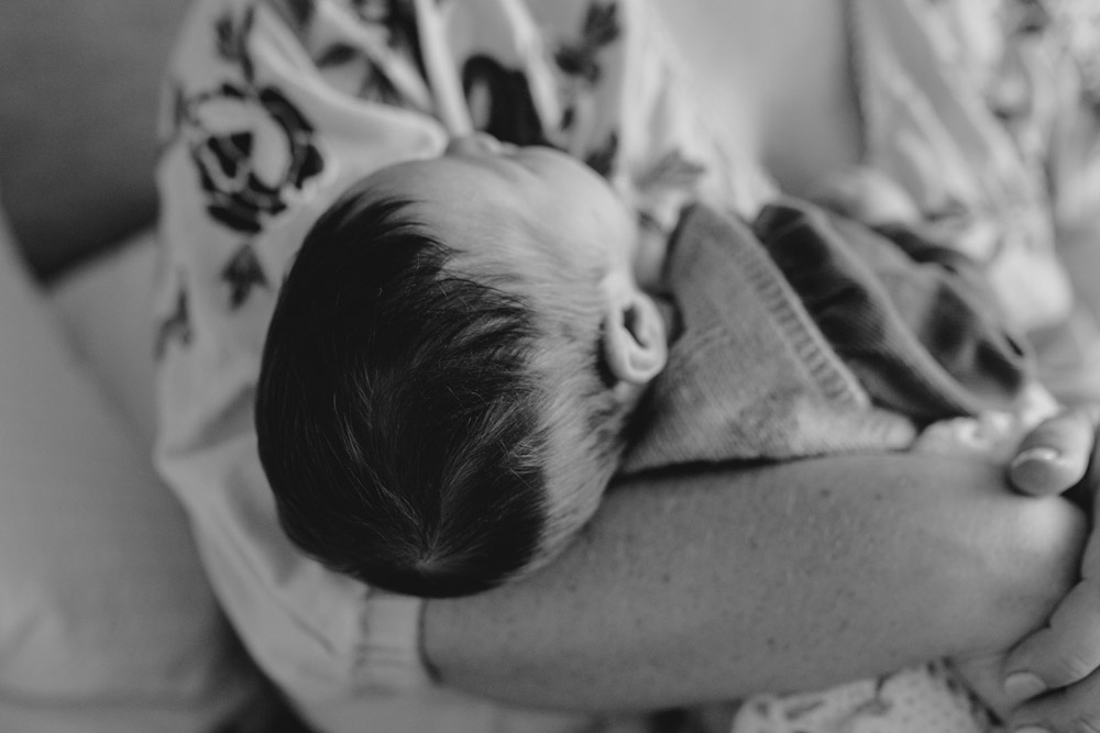 Close up of newborn baby head. detail shot. Ewa Jones Photography